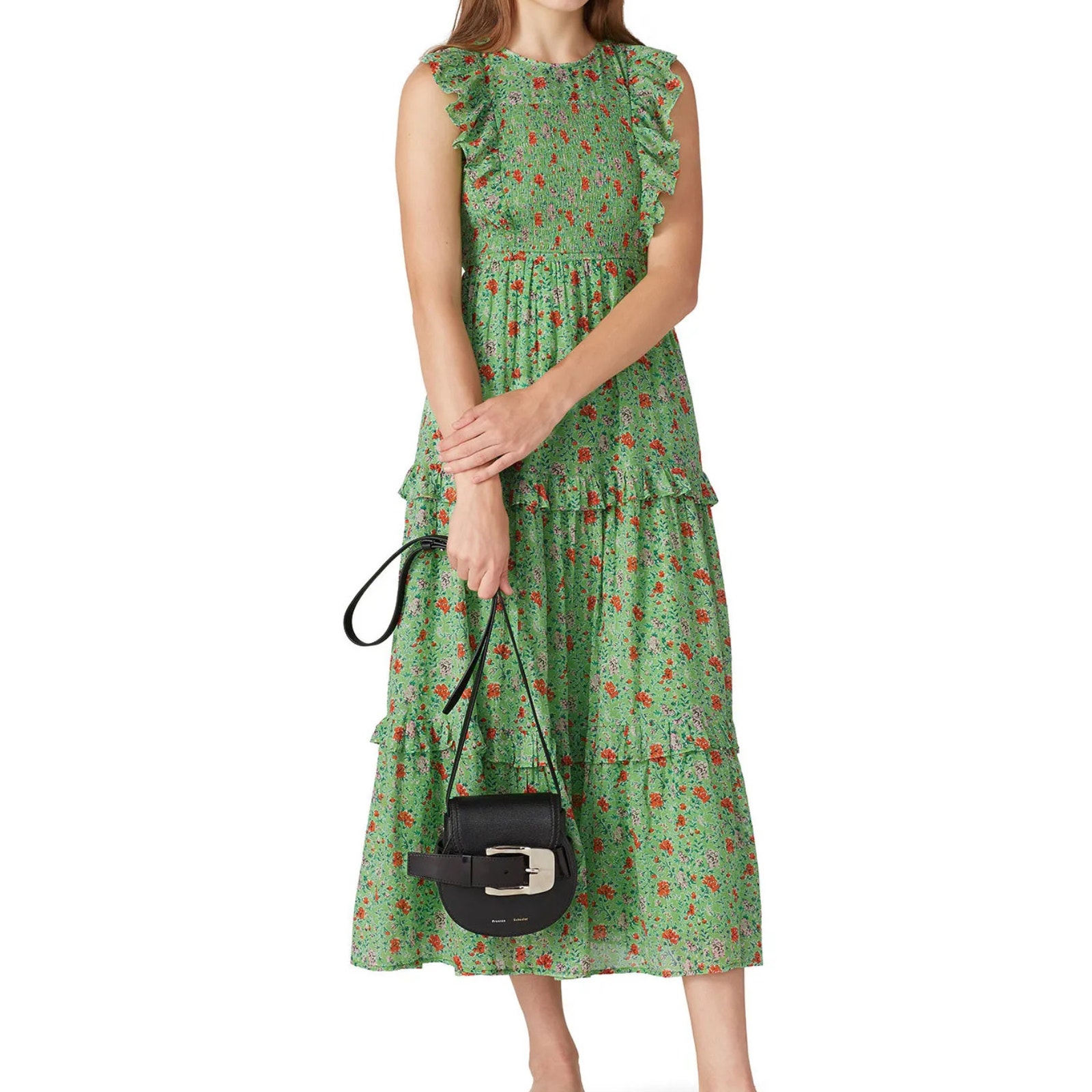 Rtr Banjanan Green Iris Midi Dress Size Xsmall Msrp $330